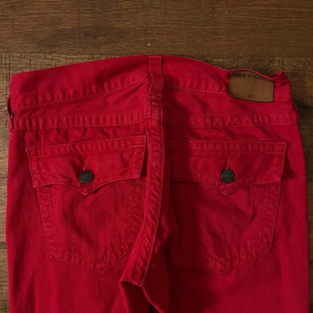 True Religion Ricky Relaxed Straight Mens 31 Red Streetwear Flap Pocket Jeans